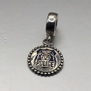 Pandora “Police” Dark Blue Enamel & Sterling Silver Dangle Charm!